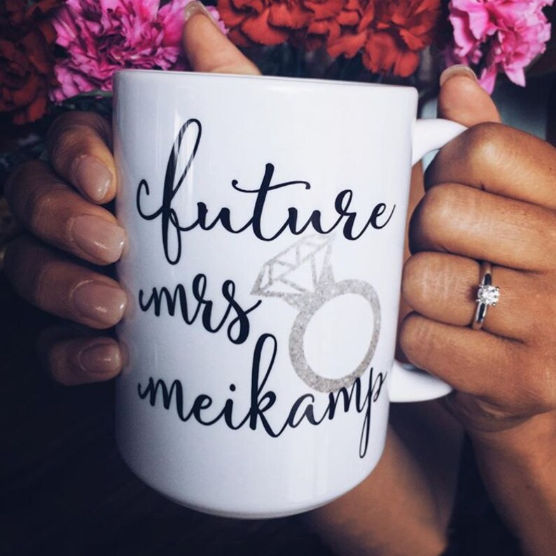 Engaged Coffee Mug Future Mrs Mug Engagement Gift Engagement Announcement Gift for Bride To Be Does This Ring Make Me Look Engaged image 1