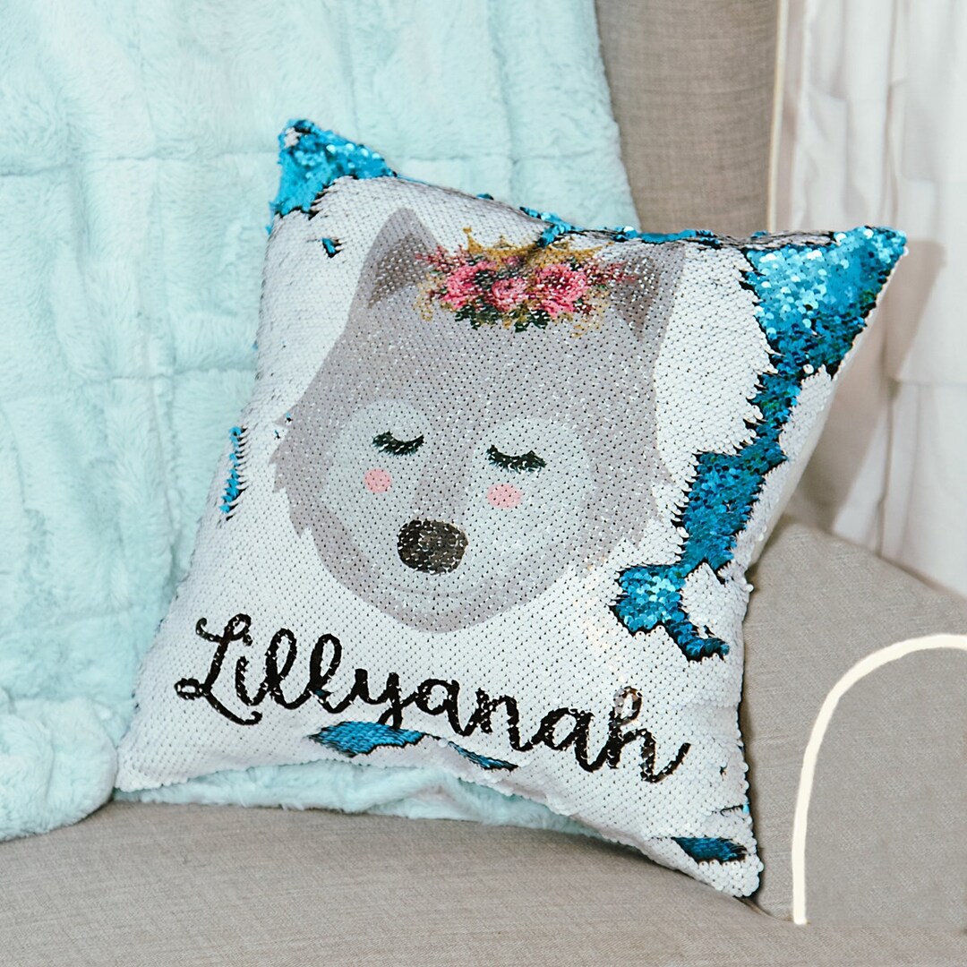 Custom sequin pillow top with hidden message