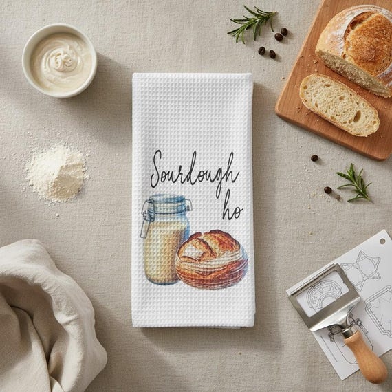 Funny Sourdough Kitchen Towel – Bread Baker Gift – Waffle Weave – Baking Gift