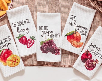 Fruit Themed Funny Kitchen Towel - Summer Decor - Gift for Hostess