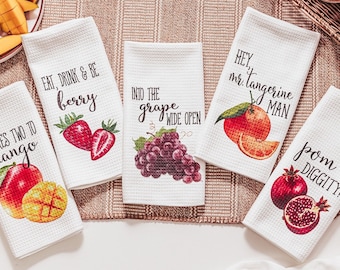 Fruit Themed Funny Kitchen Towel - Summer Decor - Gift for Hostess
