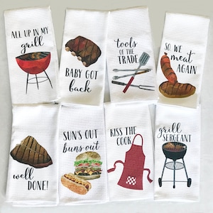 BBQ Grilling Gift - Funny Kitchen Towels - Gift for Dad - Grill Towel - Father&#39;s Gift - Housewarming Gift