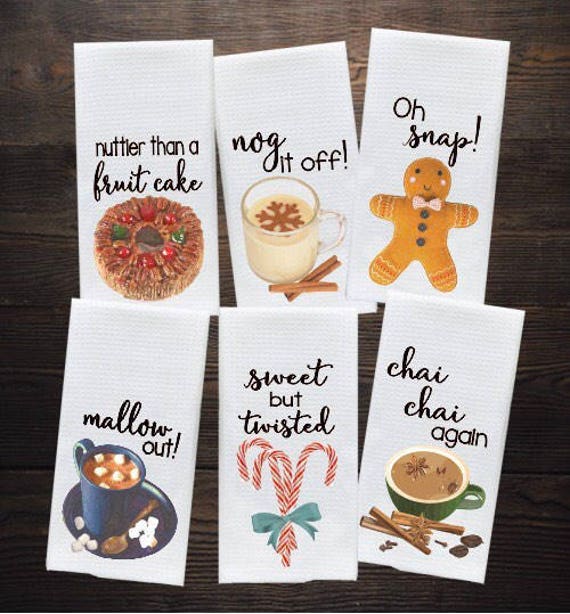 Winter Decor Funny Kitchen Towels Winter Towels Funny Etsy