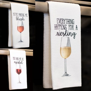 Wine Gift Wine Glasses Funny Dish Towels for Hostess Bar Towels Wine Gift Set Funny Kitchen Decor Funny Housewarming Gift image 4