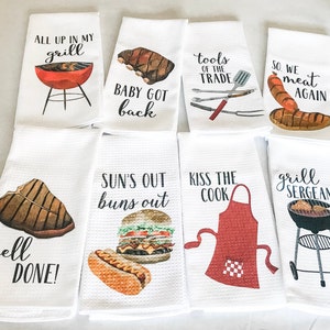 BBQ Grilling Gift - Funny Kitchen Towels - Gift for Dad - Grill Towel - Father's Gift - Housewarming Gift