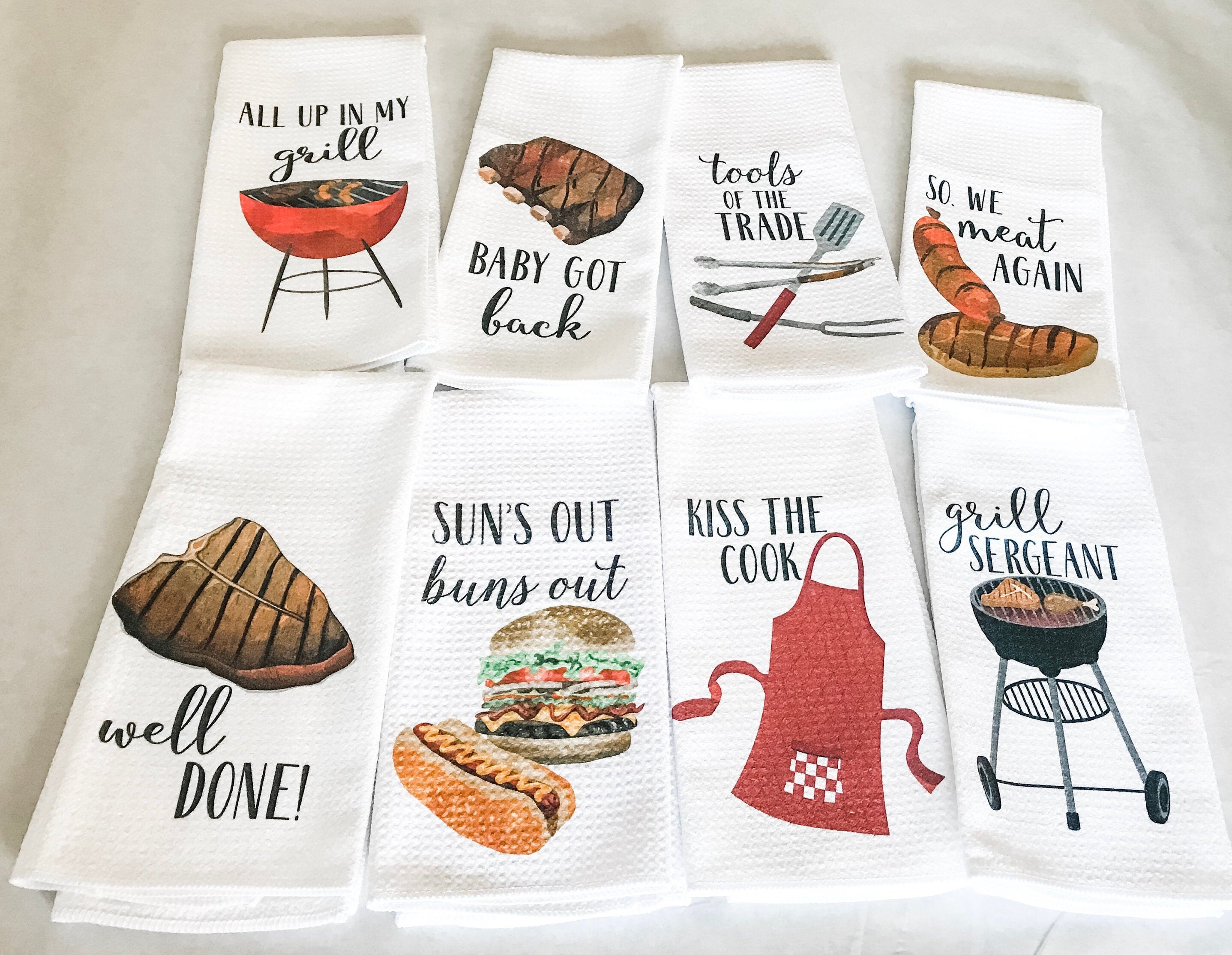 Funny Kitchen Towels with Sayings. 4pc Kitchen Towel Set, Fun Pun Gadget