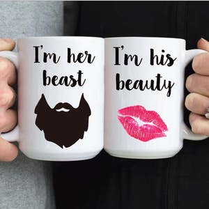 Funny Coffee Mugs for Couples - Mr and Mrs Gift Idea - Mug Set - His and Hers Coffee Cups - Anniversary Gift - Gift for Husband and Wife