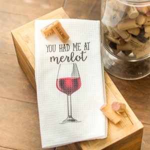 Wine Gift Wine Glasses Funny Dish Towels for Hostess Bar Towels Wine Gift Set Funny Kitchen Decor Funny Housewarming Gift Merlot