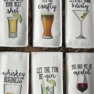 Funny Dish Towels for Hostess Bar Towels Alcohol Gift Set Funny Kitchen Decor Funny Housewarming Gift Song Lyric Towels image 10