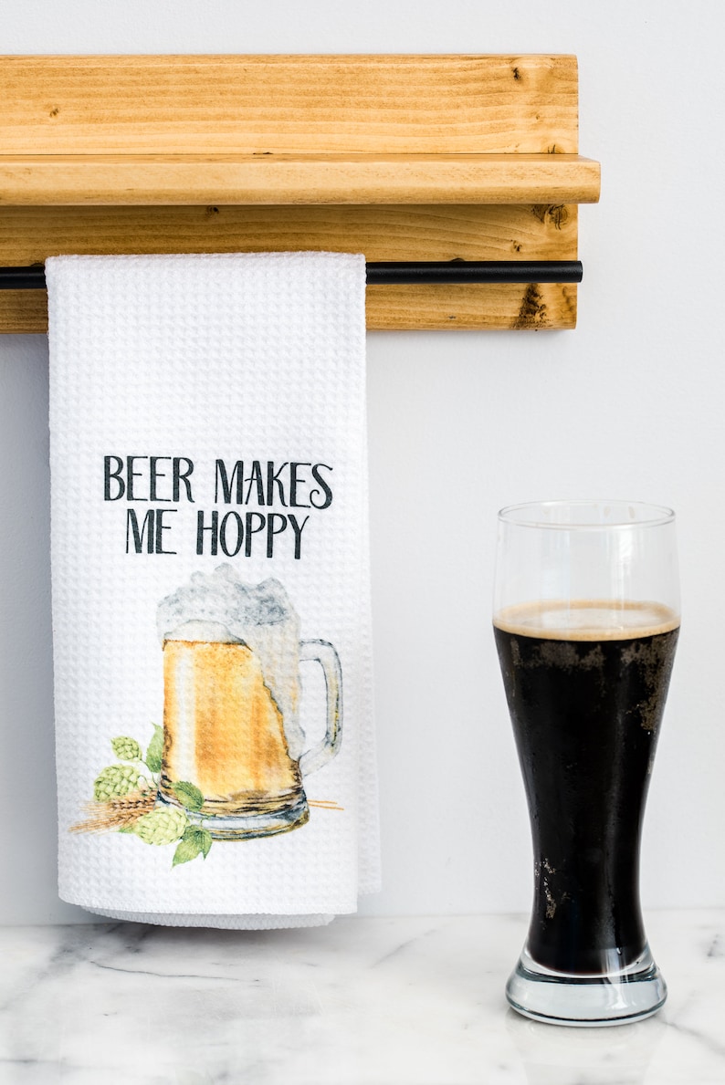 Gift for Beer Lover Funny Dish Towels for Hostess Bar Towels Alcohol Gift Set Beer Makes Me Hoppy