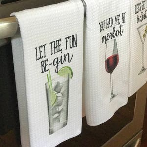 Funny Dish Towels for Hostess Bar Towels Alcohol Gift Set Funny Kitchen Decor Funny Housewarming Gift Song Lyric Towels image 4