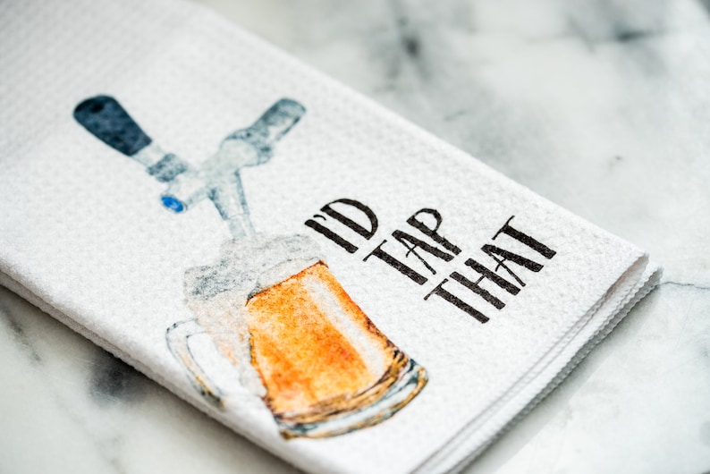 Gift for Beer Lover Funny Dish Towels for Hostess Bar Towels Alcohol Gift Set I'd Tap That
