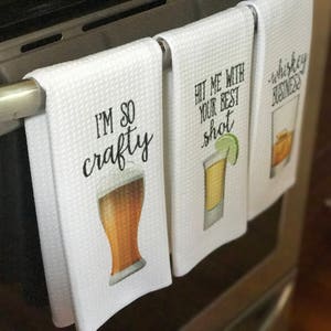 Funny Dish Towels for Hostess Bar Towels Alcohol Gift Set Funny Kitchen Decor Funny Housewarming Gift Song Lyric Towels image 3