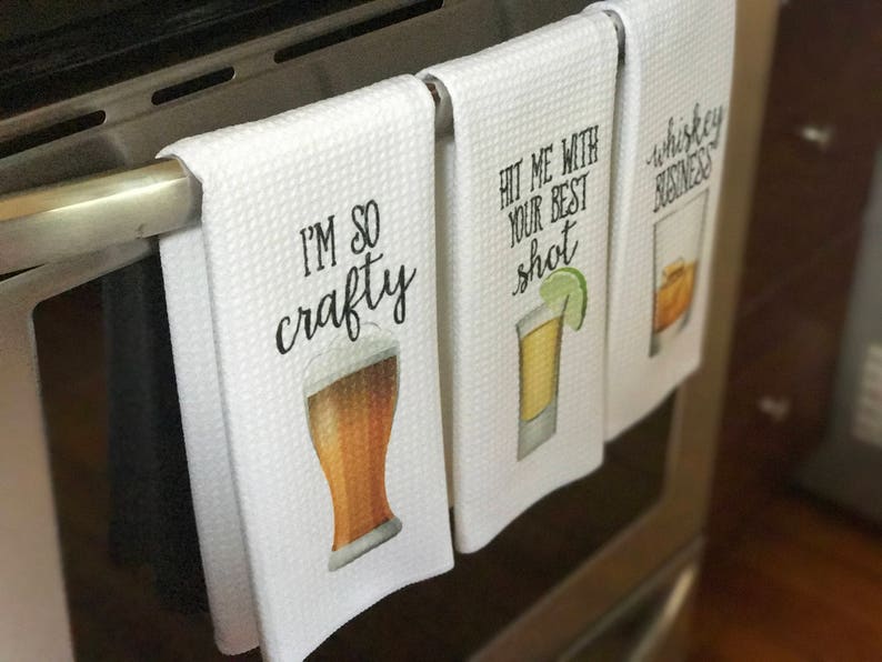 Funny Dish Towels for Hostess Bar Towels Alcohol Gift Set Funny Kitchen Decor Funny Housewarming Gift Song Lyric Towels image 3