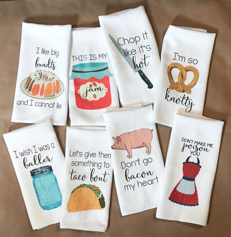 Funny Kitchen Towels - Kitchen Decor - Hostess Gift - Dish Towels - Housewarming Gift - Gift For Mom - Wedding Shower Gift - Hand Towel 