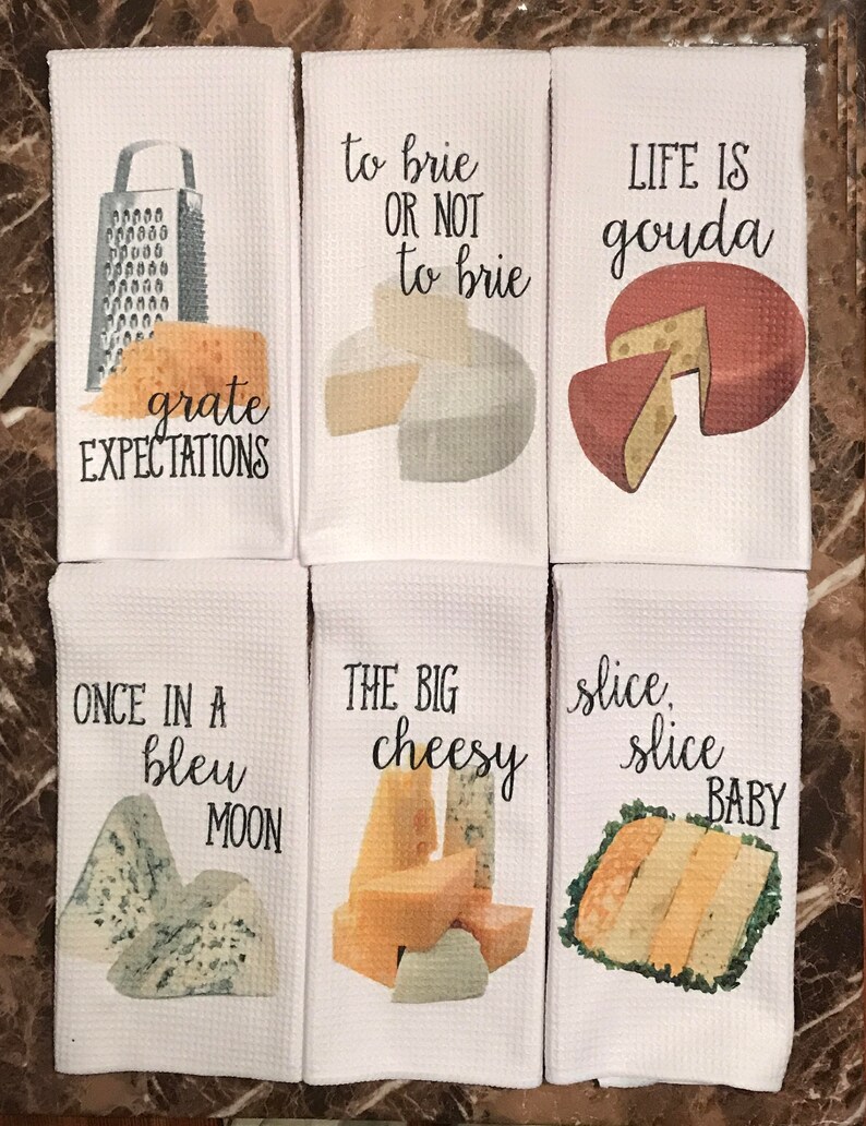 Cheese Decor Funny Kitchen Towels Cheese Towels Cheesy Etsy