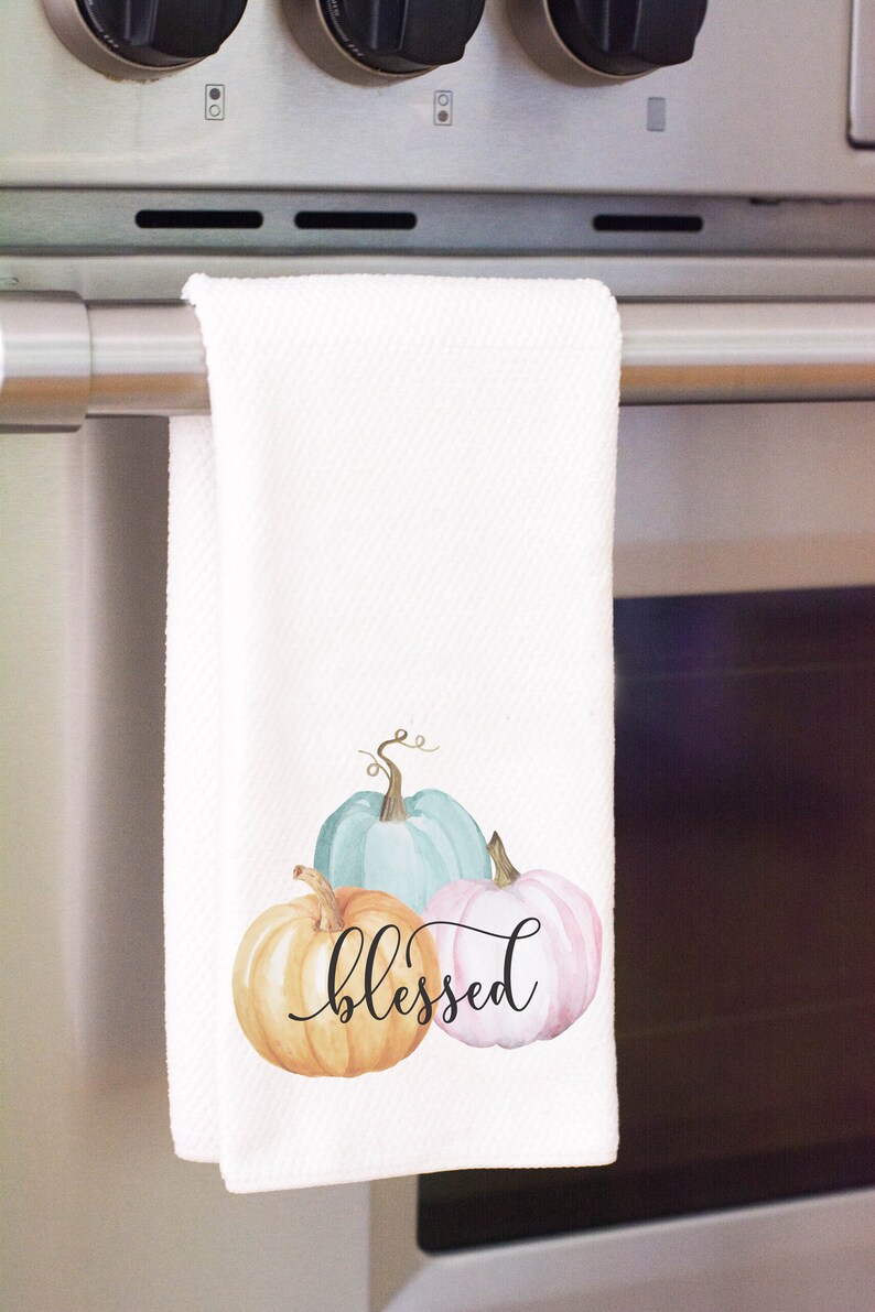 Grateful Thankful Blessed Kitchen Towels Autumn Decor Fall Etsy