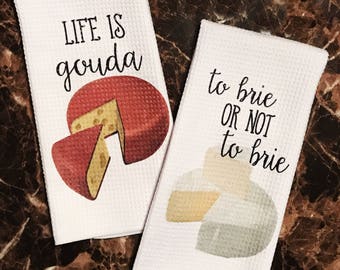 Cheese Decor - Funny Kitchen Towels - Cheese Towels - Cheesy Puns - Kitchen Decor - Funny Hostess Gift - Housewarming Gift - Gift for Cook
