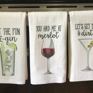 Funny Dish Towels for Hostess Bar Towels Alcohol Gift Set Funny Kitchen Decor Funny Housewarming Gift Song Lyric Towels image 6