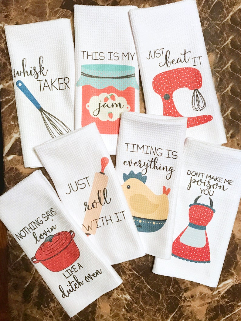 Funny Kitchen Towels Kitchen Decor Hostess Gift Dish Etsy