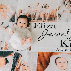 Personalized Photo Blanket for Baby, New Baby Gift, Custom Baby Keepsake, Nursery Decor Item image 1