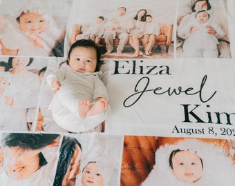 Personalized Photo Blanket for Baby, New Baby Gift, Custom Baby Keepsake, Nursery Decor Item