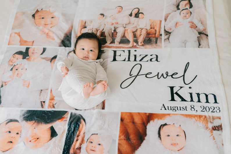 Personalized Photo Blanket for Baby, New Baby Gift, Custom Baby Keepsake, Nursery Decor Item image 1