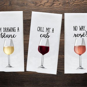 Wine Gift Wine Glasses Funny Dish Towels for Hostess Bar Towels Wine Gift Set Funny Kitchen Decor Funny Housewarming Gift image 2