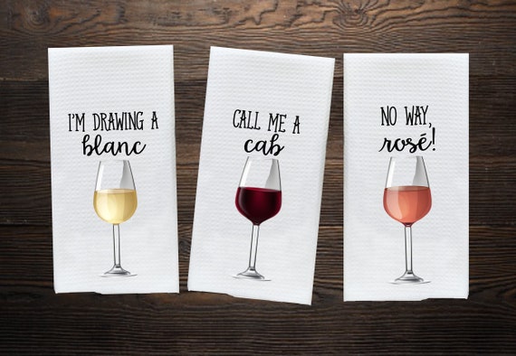 NEW!! 5 Funny Kitchen Towels, Fun Dish Towels with Wine Alcohol Drink Theme  - Towels & Washcloths, Facebook Marketplace