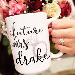 Engaged Coffee Mug Future Mrs Mug Engagement Gift Engagement Announcement Gift for Bride To Be Does This Ring Make Me Look Engaged image 4