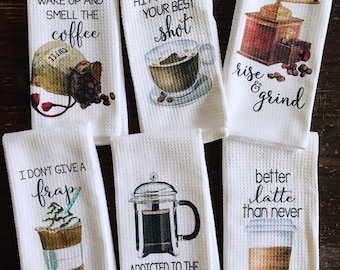 Coffee Lover Gift - Funny Kitchen Towels - Coffee Decor - Hostess Gift - Dish Towels - Housewarming Gift - Wedding Shower Gift