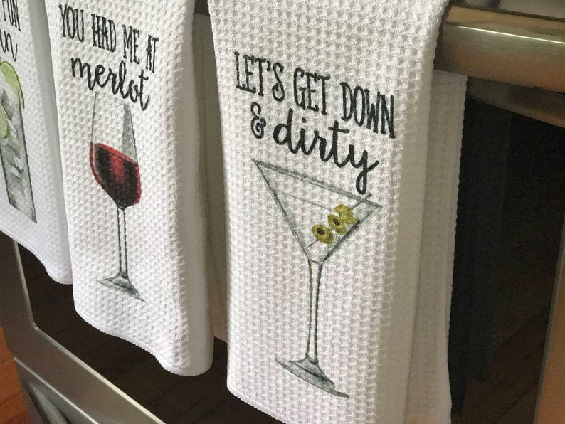 Funny Dish Towels for Hostess Bar Towels Alcohol Gift Set Funny Kitchen Decor Funny Housewarming Gift Song Lyric Towels image 7