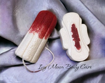 Bloody Tampon, blood bath, bloody bath,  Tampon Bath Bomb, pad bath bomb