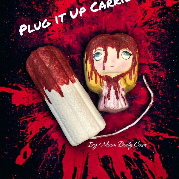 Plug it up Carrie Bloody Tampon, blood bath, bloody bath, Bath Bomb