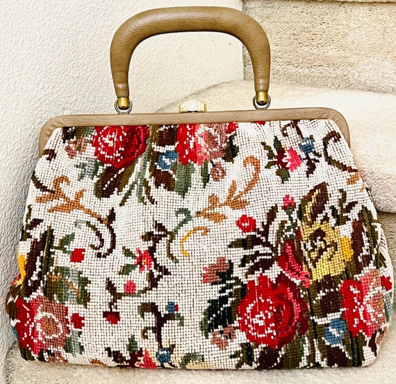 Julius Resnick JR Florida Large Tapestry Handbag 1950's Vintage