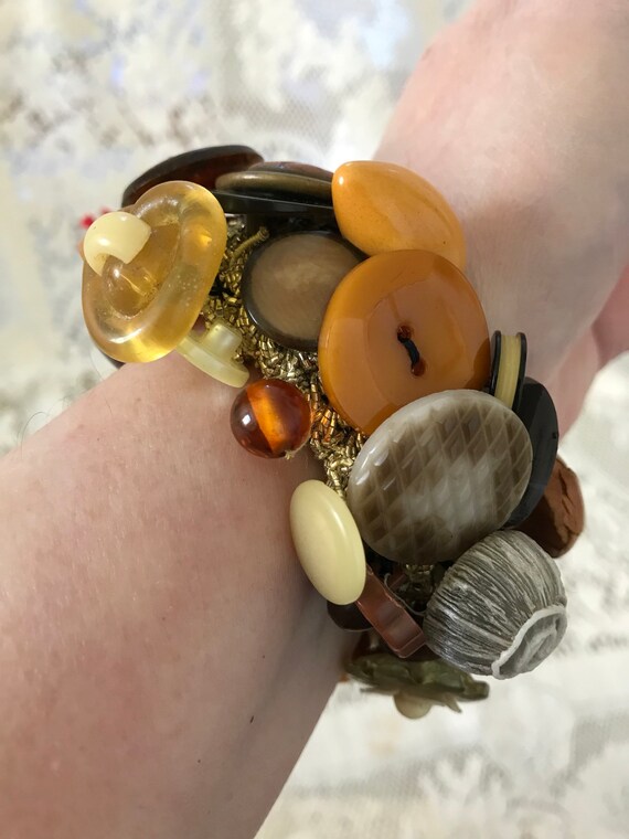 Vintage Button Bracelet, Butterscotch Bakelite Bu… - image 3
