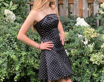Vintage Jessica Mcclintock Gunne Sax Strapless Black White Polka Dot Dress, Size 3/4 extra Small - Etsy Vintage Jessica Mcclintock Gunne Sax Strapless Black White Polka Dot Dress, Size 3/4 extra Small - Etsy