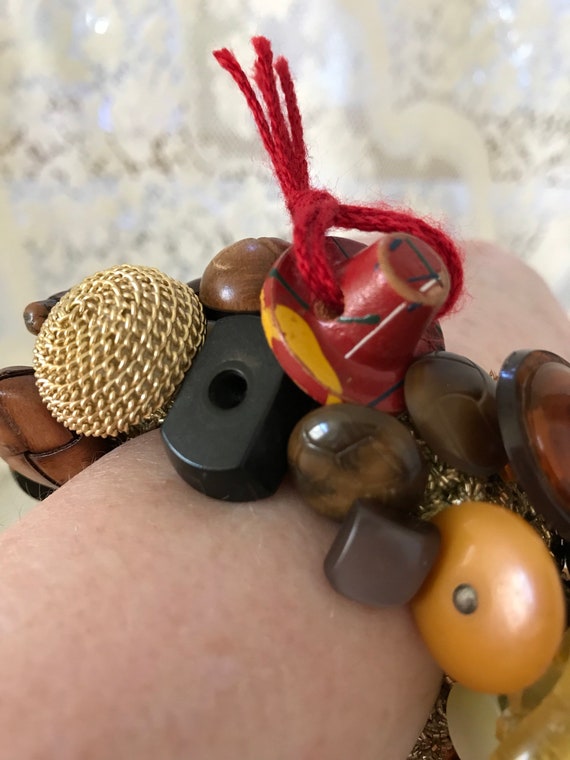 Vintage Button Bracelet, Butterscotch Bakelite Bu… - image 7