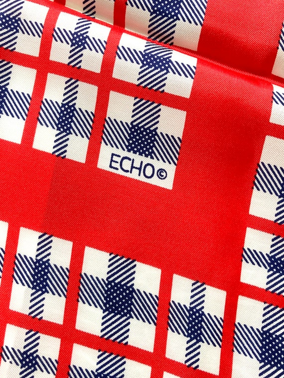 Vintage ECHO Red White Blue Graphic Chinon Silk Sc