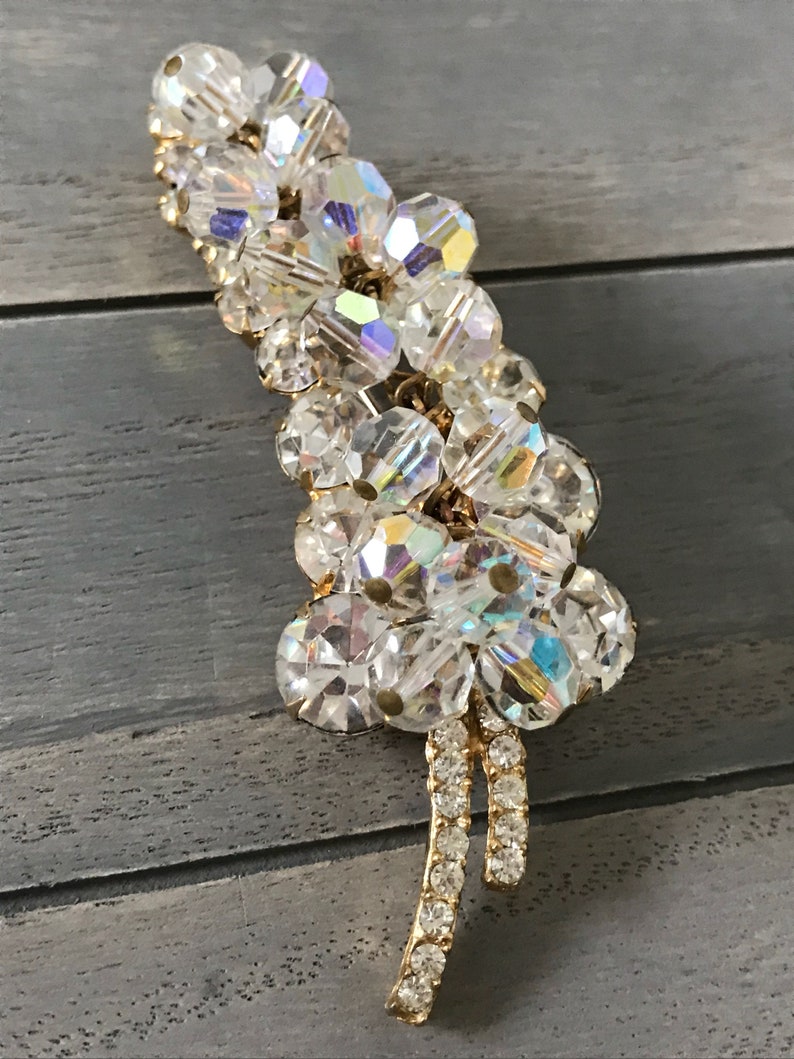 Sparkling Crystal and Rhinestone Grape Cluster Brooch
