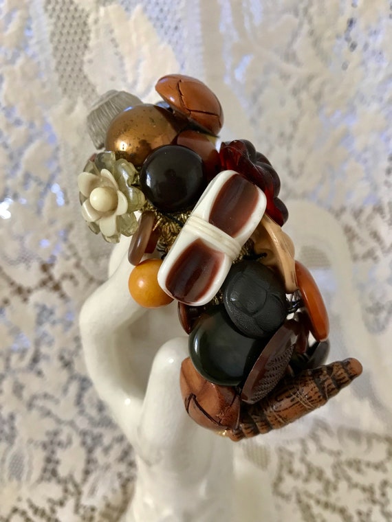 Vintage Button Bracelet, Butterscotch Bakelite Bu… - image 6