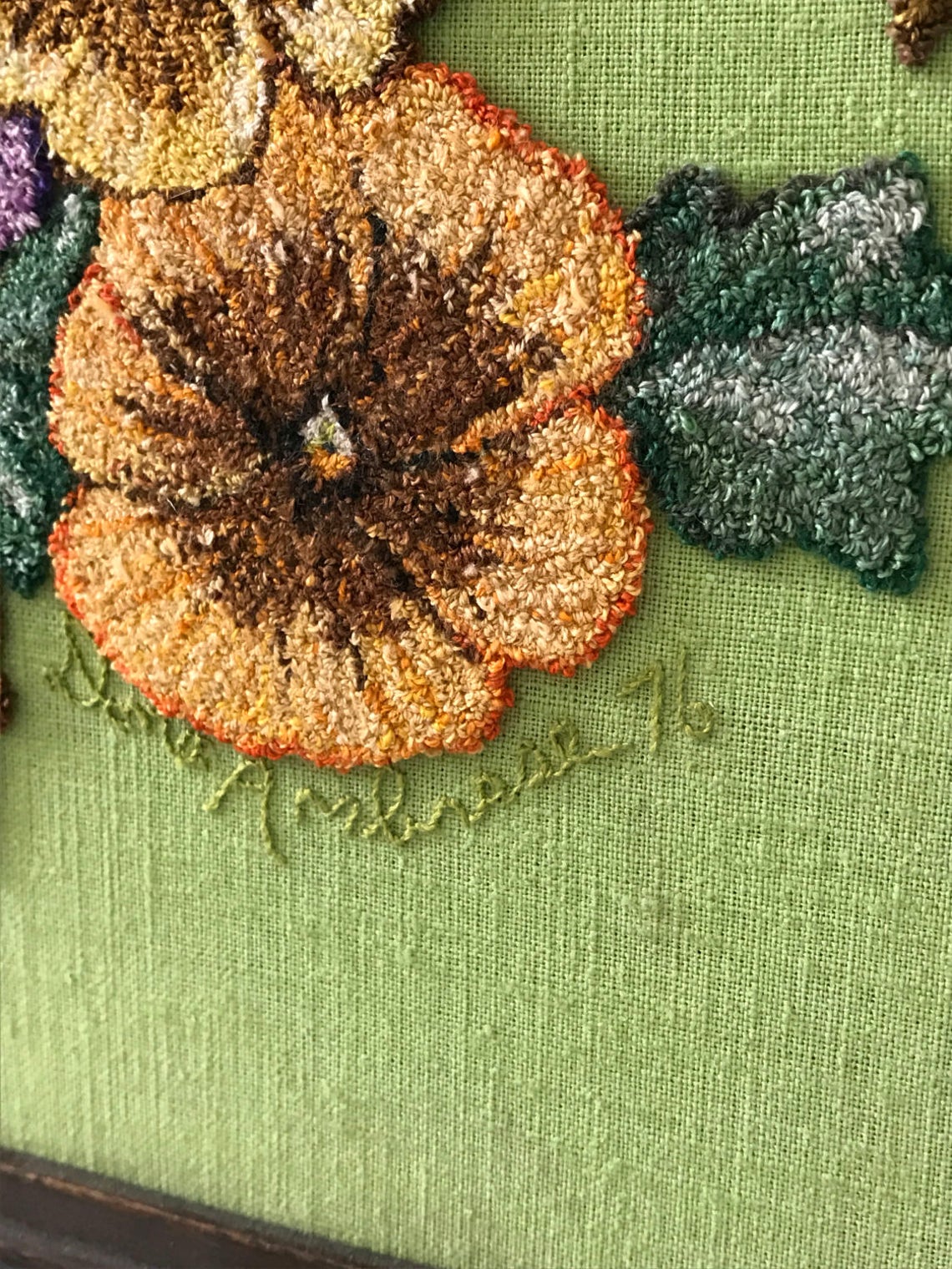 Russian Punchneedle Embroidery Pansies Framed Picture Etsy