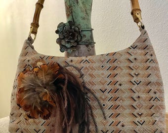 Milena Bamboo Handle Purse, Top Handle Bag