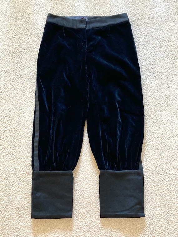 Dolce & Gabbana Black Velvet Satin Tuxedo Style Capri Pants, Size