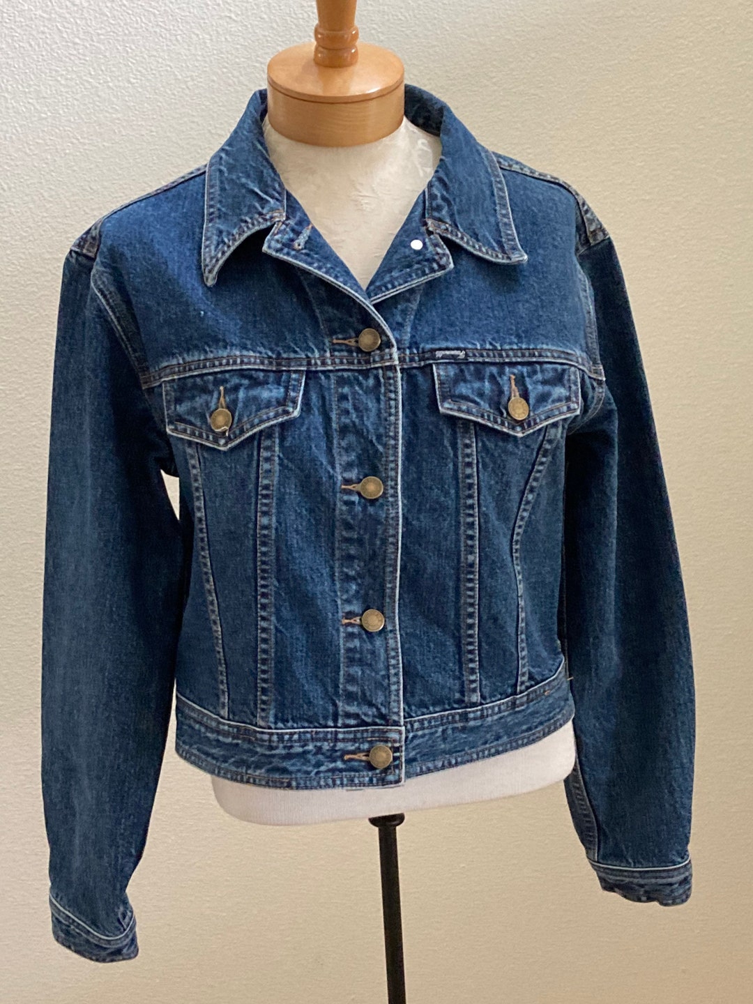 Faconnable Denim Jean Jacket, Button Front Blue Denim Jacket, Womens ...