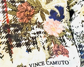 Vince Camuto Long Scarf, Floral Plaid Print