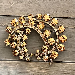 Large Gold Rhinestone Statement Brooch
