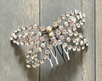 Jeweled Butterfly Hair Comb, Rhinestone Hair Accessory
