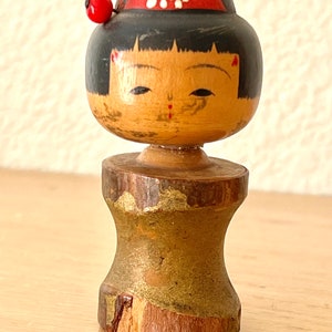Vintage Japanese Kokeshi Wooden Doll: 3&quot; Artisan Signed Collectible