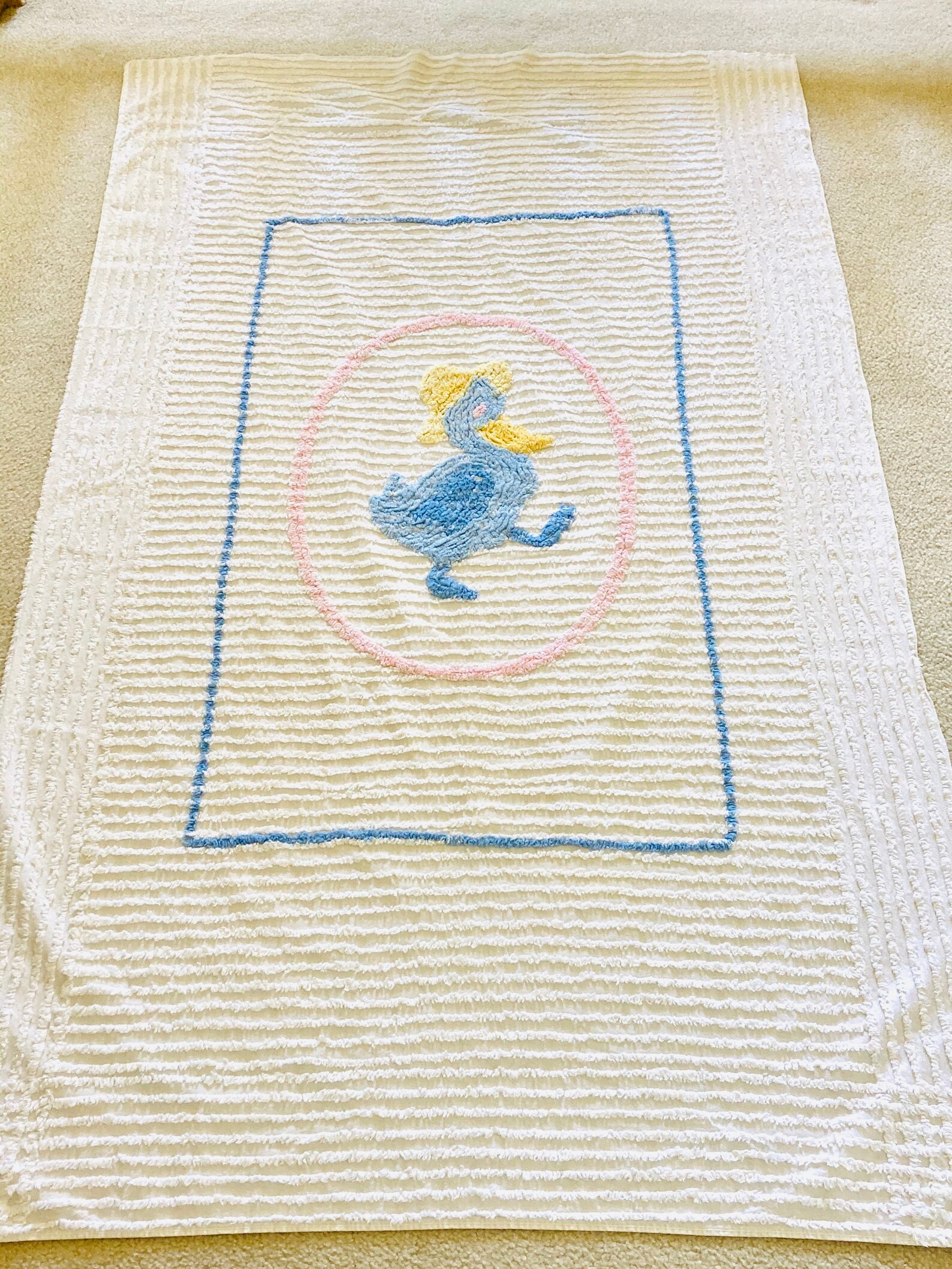 Vintage Chenille Baby Crib Blanket Bedspread Chenille Duck Etsy